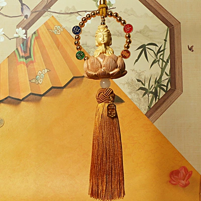 men's and women's pendant wholesale, Car hanging - guanyin-peace-and-joy-rich-gold