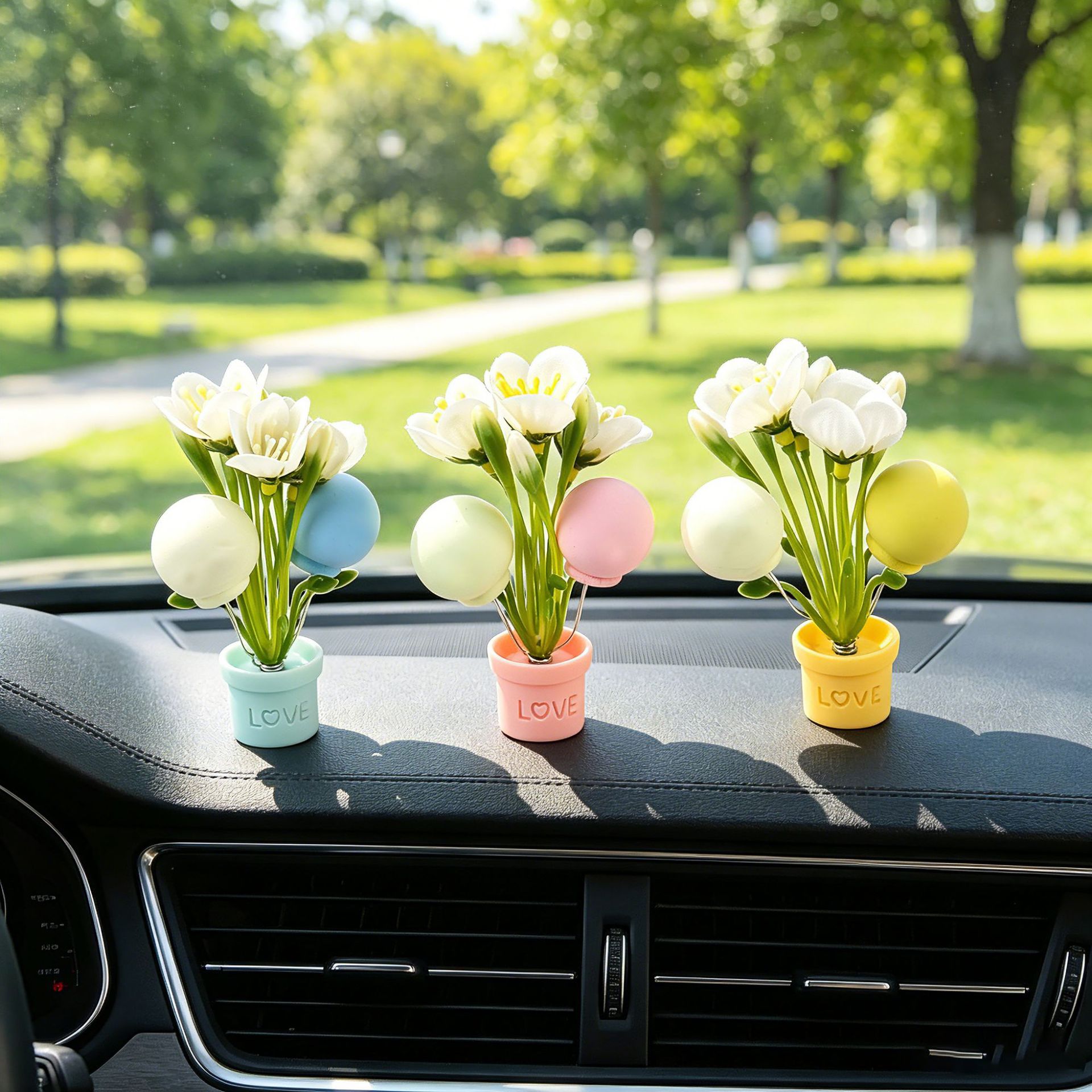 Innovación de nuevos productos adornos de automóviles de simulación de flores adornos interiores adornos lindos creativos frescos y románticos