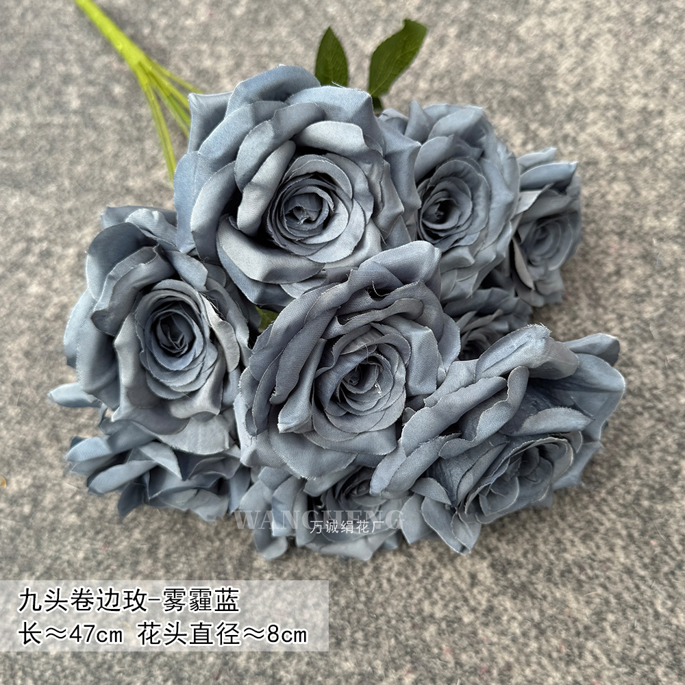 Nine head curling rose-haze blue