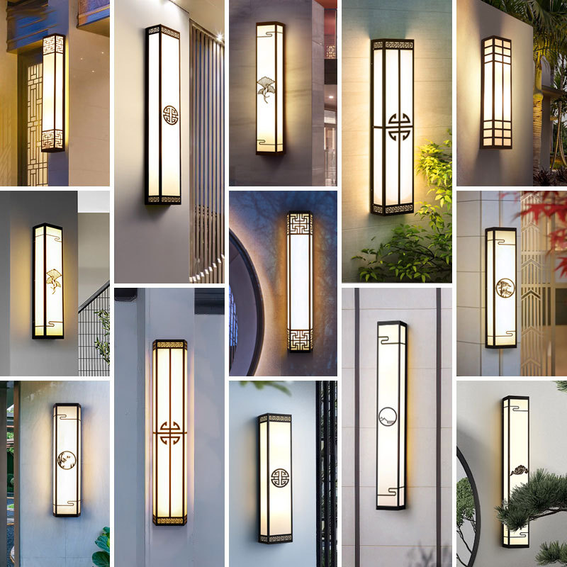 Outdoor Wall Lamp Waterproof Courtyard Lamp Outdoor Wall Villa Gate Project Imitation Marble Chinese Style Balcony Lamp