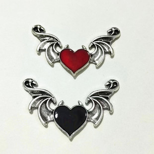 European and American hot diy zinc alloy jewelry accessories devil peach heart wings pendant accessories suitable necklace earrings