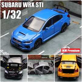 JKM合金汽车模型玩具1:32斯巴鲁WRX STI赛车发光避震转向六开门