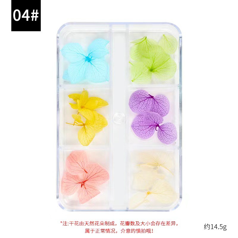 Clavo japonés flor seca traje tridimensional flor estrellada pétalos DIY uñas flor seca pulpa de madera pieza de joyería al por mayor