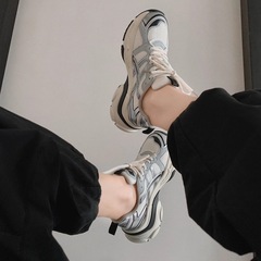 Gu Yun | Seoul Blogger ~ Space Silver Net Face 2024 Thick Sole Casual Running Sneakers for Women Dad Shoes