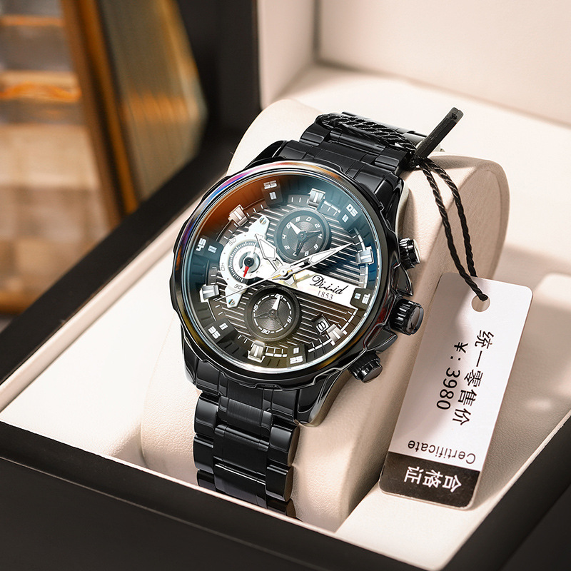 Ditz Brand Watch Men's High-End Waterproof Luminous Large Dial Multi-Functional Trendy Quartz Watch Cross-Border Hot Model