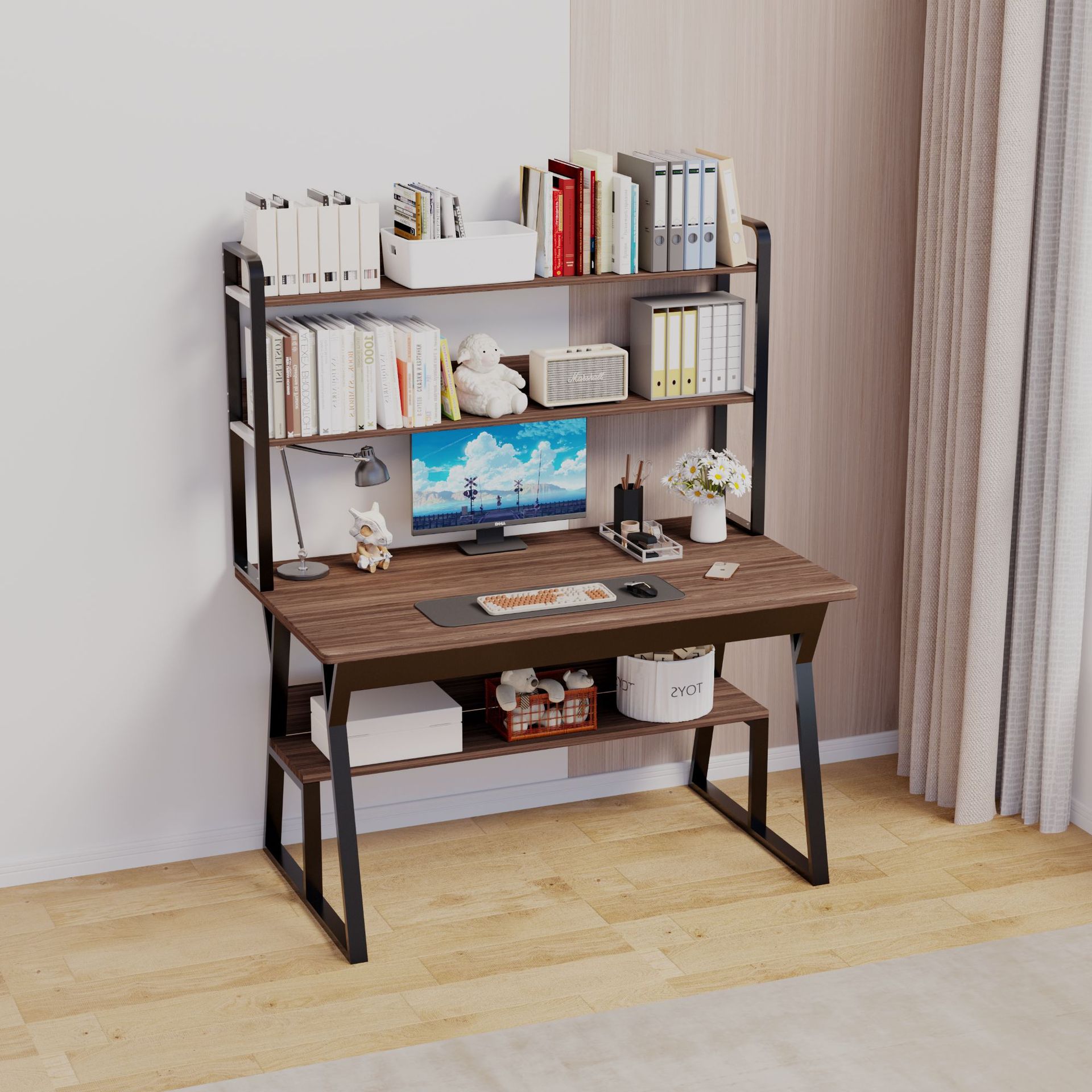 데스크탑 컴퓨터 책상 책장 통합 테이블 홈 침실 연구 책상 학생 책상 책상
