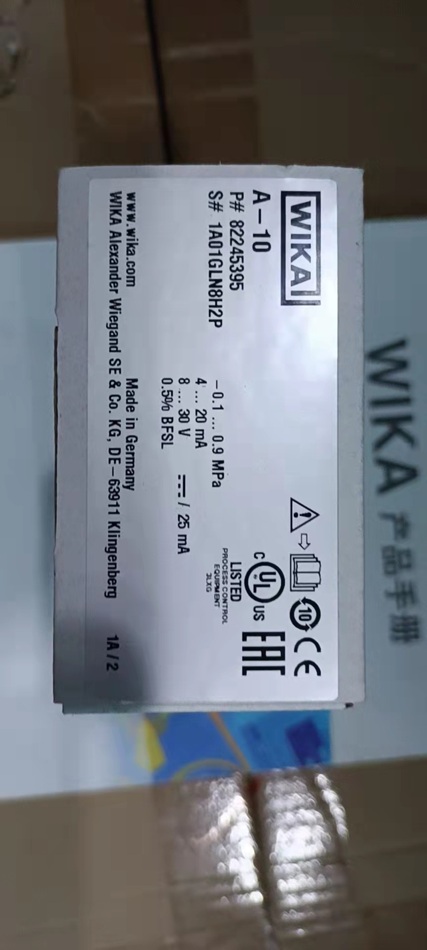 Wika工业压力传感器A-10系列 量程 -0.1-0.9mpa 螺纹类型G1/4