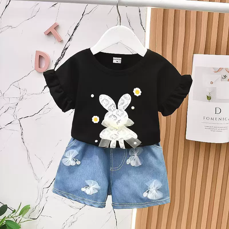 童装女童2025新款夏季女宝宝韩版纯棉套装中小女童纯棉短袖两件套