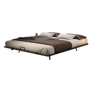 Suspension bed Italian minimalist non-bedside bed master bedroom light luxury non-backrest hanging bedside table integrated bed solid wood bed