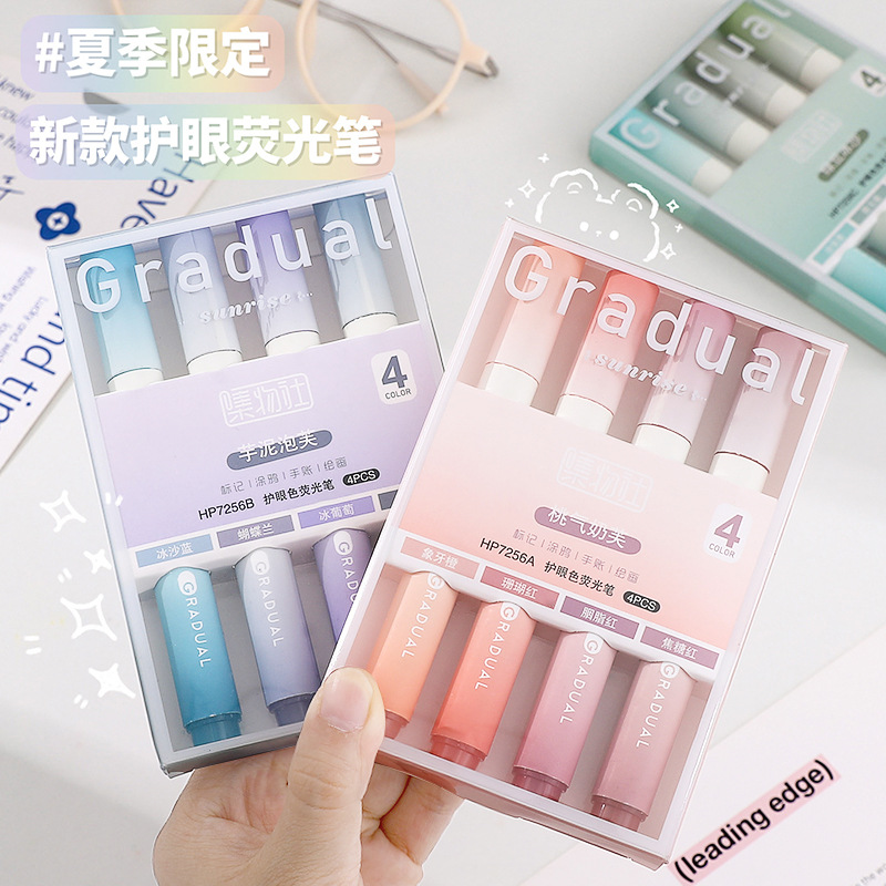 Wenxi Collection Club pluma fluorescente color claro de alto aspecto suave cabeza marcado pluma estudiante protección ocular mano cuenta clave marcado pluma