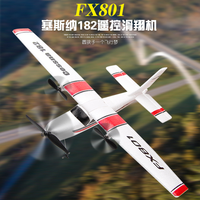 FX801 Remote Control Glider Cessna 182 Fixed Wing Foam Plane Assembled Children Airplane Model Toy Outdoor