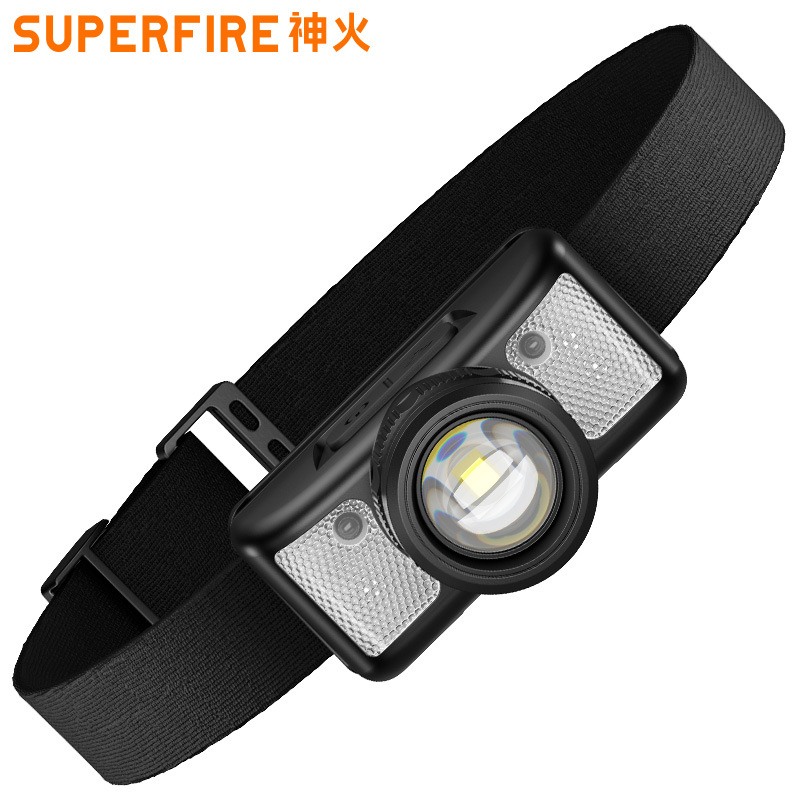 Lámpara de inducción de fuego personalizada luz intensa nocturna pescador especial de carga super brillante rojo y blanco doble fuente de luz iluminación montada en la cabeza