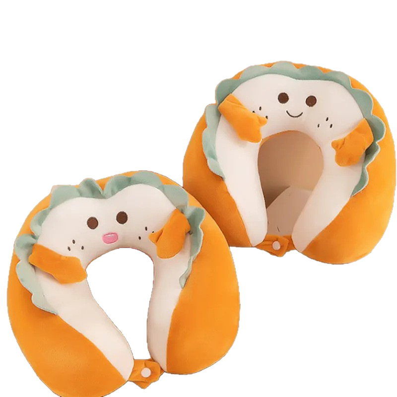 Plīša u-veida ceļojumu spilvens ar grauzdiņa dizainu_voghion.com