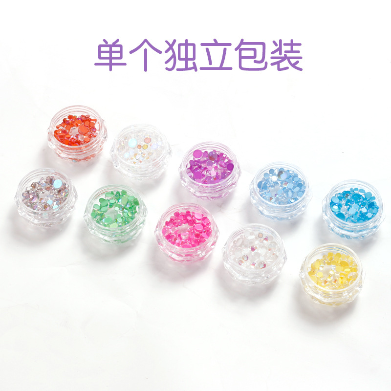 Uña de sirena de color fantasma aurora perforación joyas cristal de color caramelo semicircular mezcla de macarón perforación de uñas