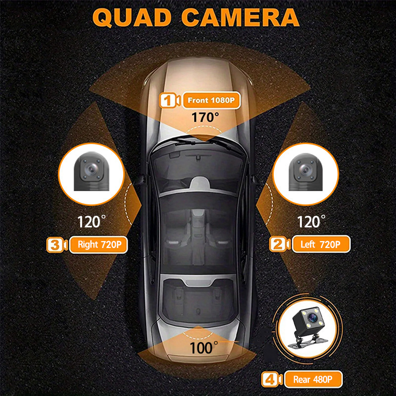 新型四録同顕ドライブレコーダ3.0インチ高精細赤外線夜間視車載自動車駐車監視クロスボーダー