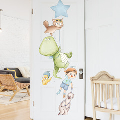 Children's room dinosaur stickers cartoon animals cats alpacas wallpaper paintings kindergarten stars moon earth wall stickers