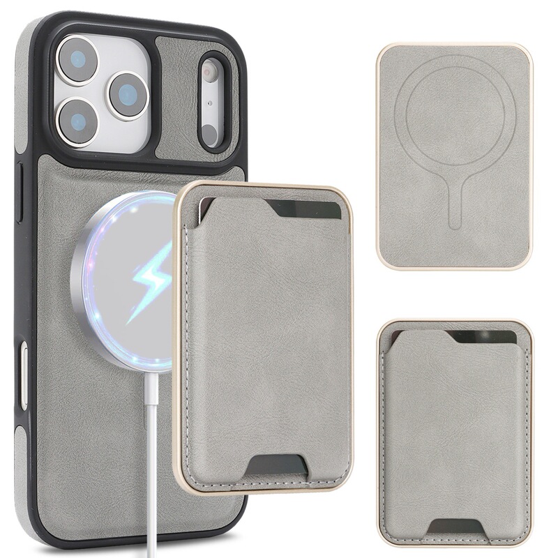 适用iPhone17无线充手机壳MagSafe高档侧贴皮壳超纤苹果16pro卡包|undefined