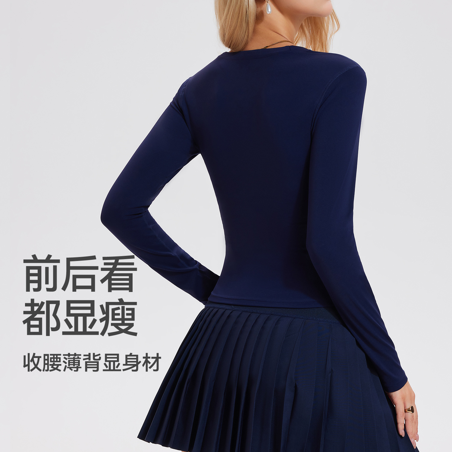 Otoño y invierno nuevos trajes de yoga de cuello en V de manga larga para mujeres delgadas camisetas deportivas de fitness transpirables