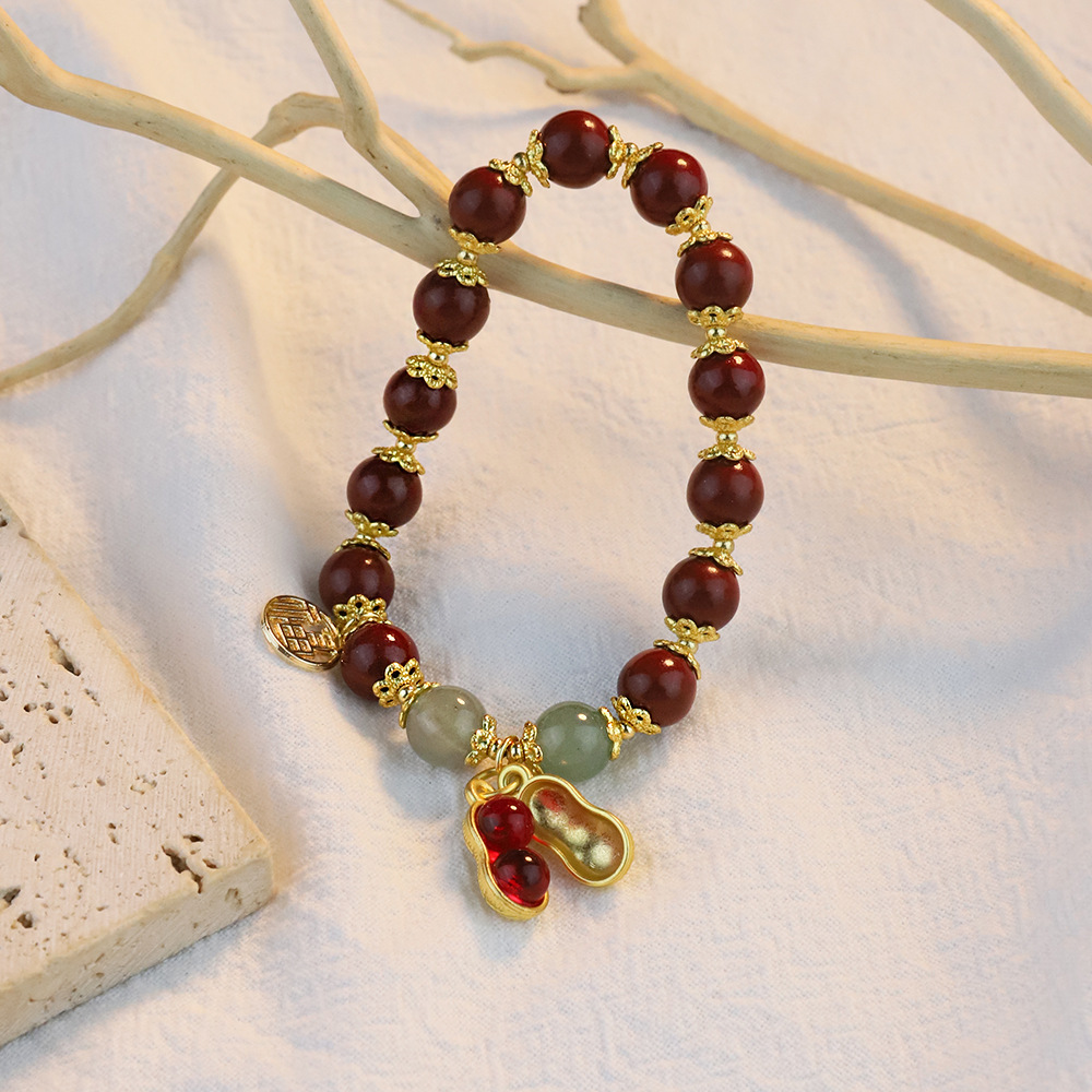 Fabricantes al por mayor retro nueva moda china ligera de lujo joyería de mano ágata roja buena cosa maní Fu marca pulsera exquisita mujer image 4