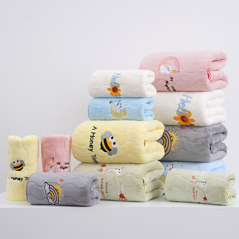 Embroidered coral fleece towel bath towel thickened absorbent adult bath face towel household bath towel set wholesale Embroidered coral fleece towel bath towel thickened absorbent adult bath face towel household bath towel set wholesale