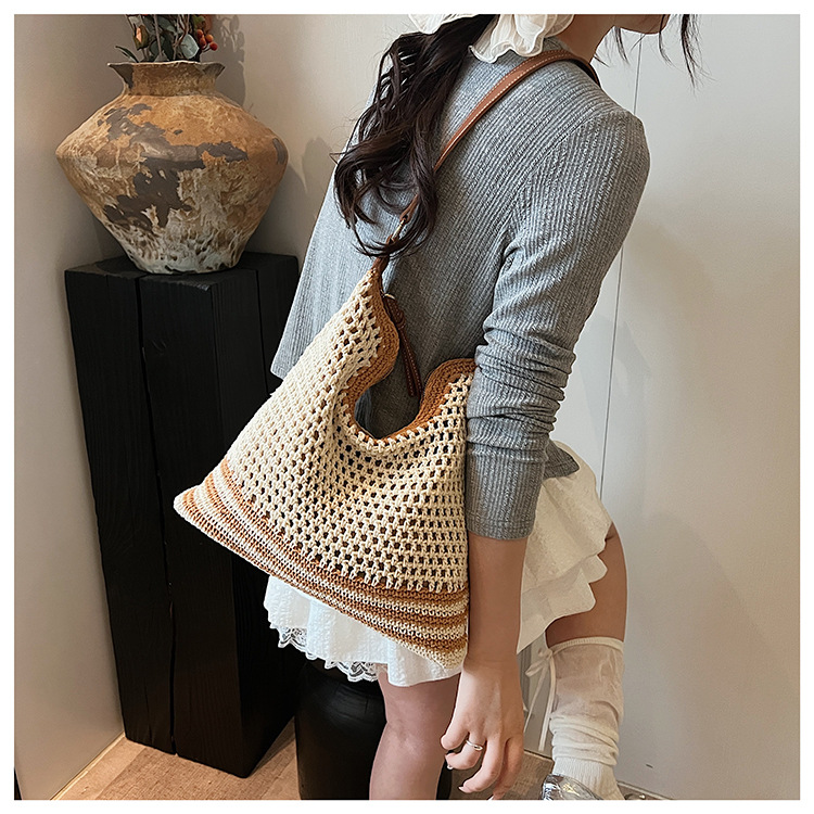 Summer versatile single-shoulder bags, trendy and fresh woven bags, seaside vacation beach bags, large-capacity travel bags undefined