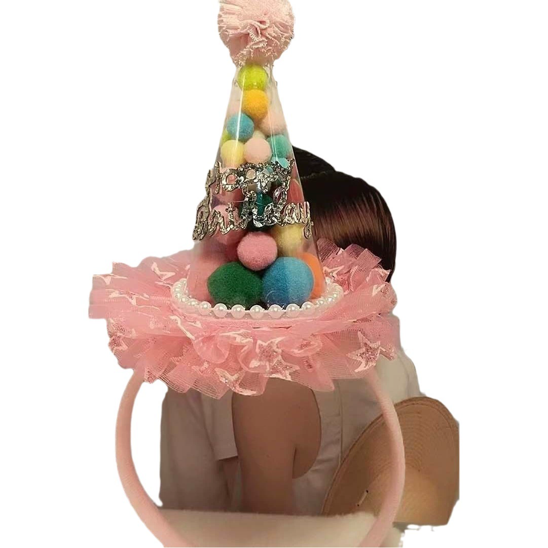 Сетка на день Рождения Маленькая Принцесса повязка на голову шляпа детская вечеринка конфеты шар для волос Корона Радуга дофамин головной убор женский