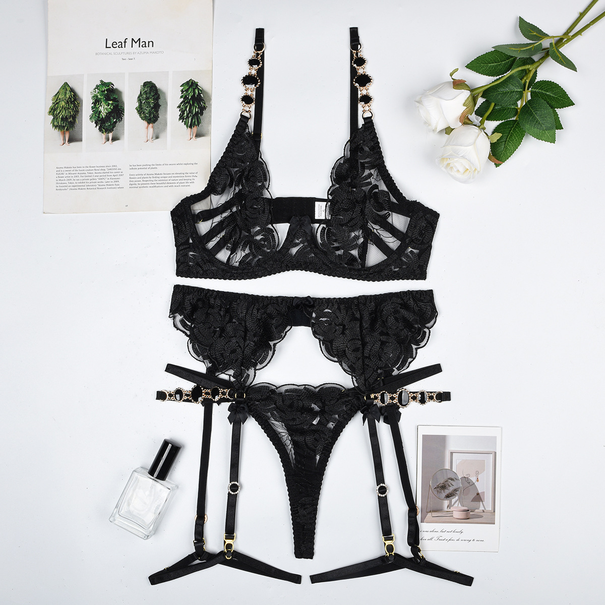 Elegance Redefined: Vintage Gemstone Lace Lingerie