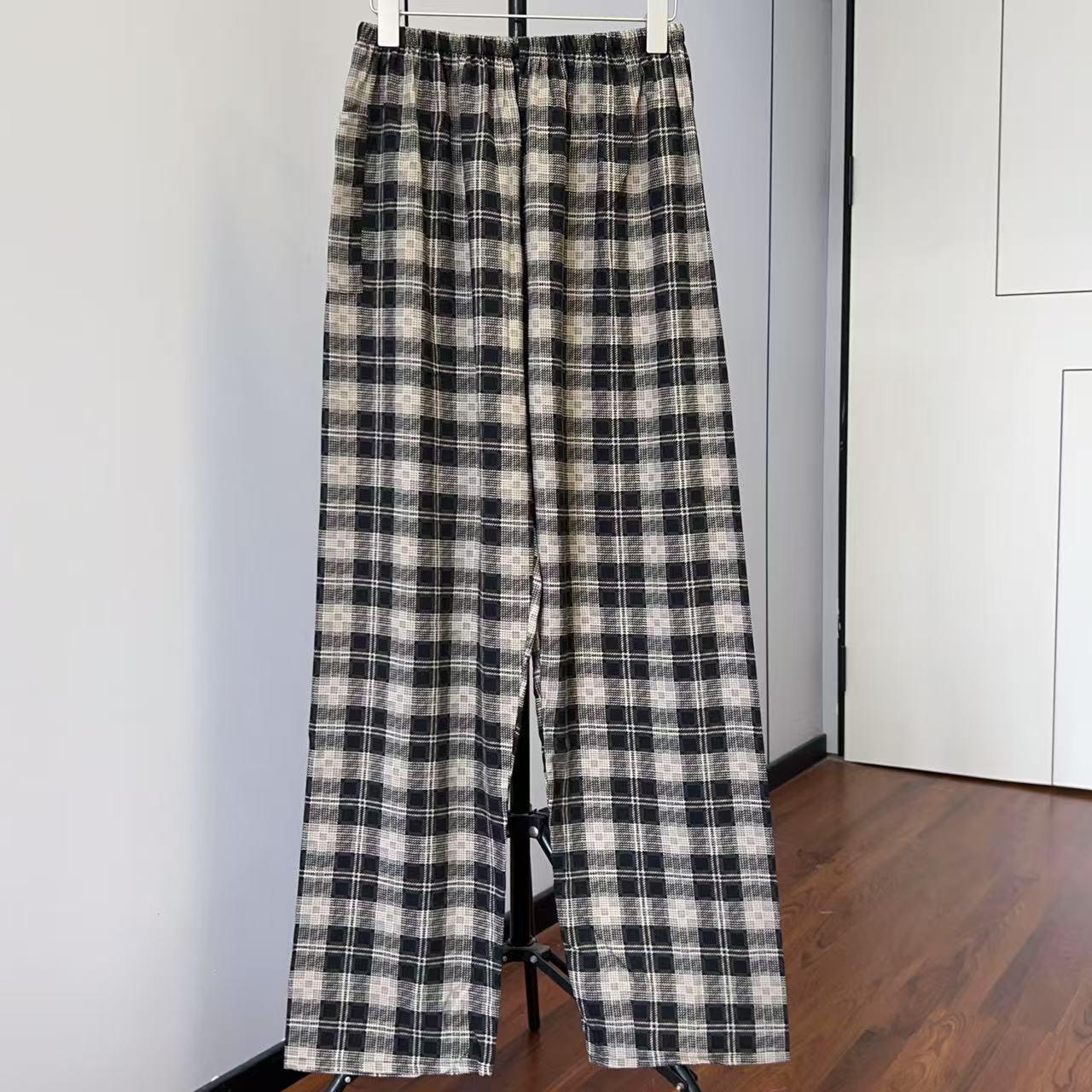 남성용 바지 스타일 5 커피 컬러 체크 무늬