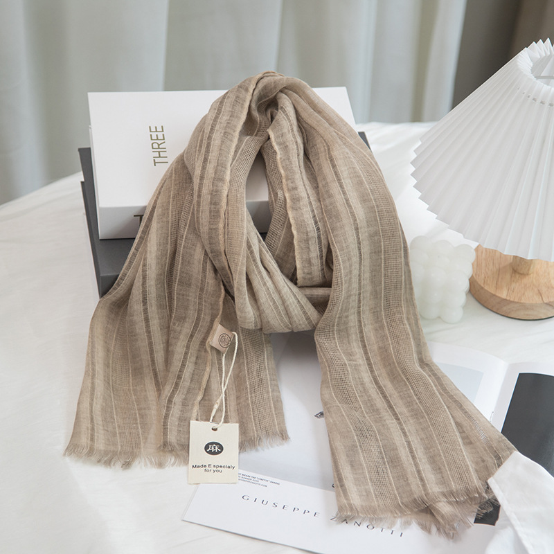 Solid Color Pattern Women's Simple Style Solid Color Cotton And Linen Scarf