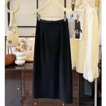 微弹垂感修身时尚直筒裙2025年春季新款通勤高腰半身裙开叉一步裙