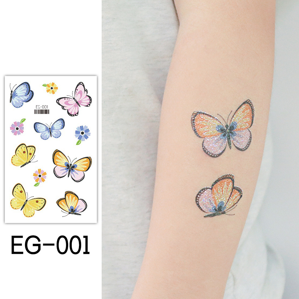 Ruikarong transfronteriza de dibujos animados brillo sirena tatuaje pegatinas mariposa impermeable niños tatuaje pegatinas ventas directas de la fábrica