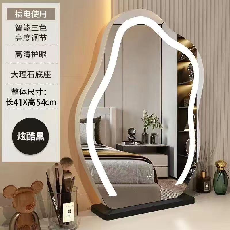 Yunduo 化粧鏡デスクトップ化粧鏡ライト付きライト高級 LED ハイエンドスマートミラーメイドドレッサーミラー|undefined