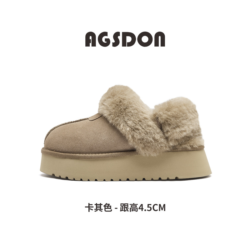 Botas de nieve de baja parte de Augu Lion para mujeres 2025, nuevo invierno con suela gruesa y terciopelo grueso en casa dos zapatillas de lana
