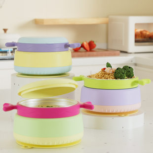 (Wholesale), tableware for feeding stainless steel, children's dinner plate, moisturizing shatterproof thermos, keeps constant temperature