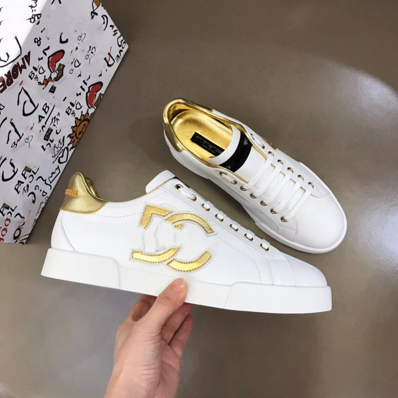 D Brand Men's Genuine Leather Sports Casual Shoes New White Shoes Genuine Leather Foreign Trade Cross-Border Platform Shopee Dunhuang.Com