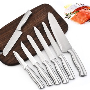 Wholesale stainless steel shell handle kitchen knife suit modern sandwich handle knife suit export manufacturers