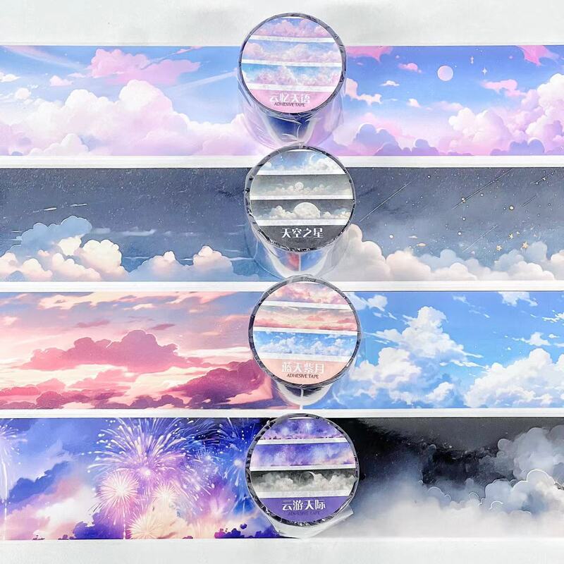 Cloud flow hemp hand account tape sky pet waterproof sticker PET collage decoration material hand account collage sticker