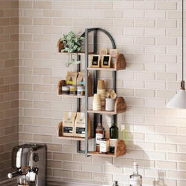 实木壁挂式盆栽陈列架客厅物品收纳架书籍唱片展示架茶水包零食架