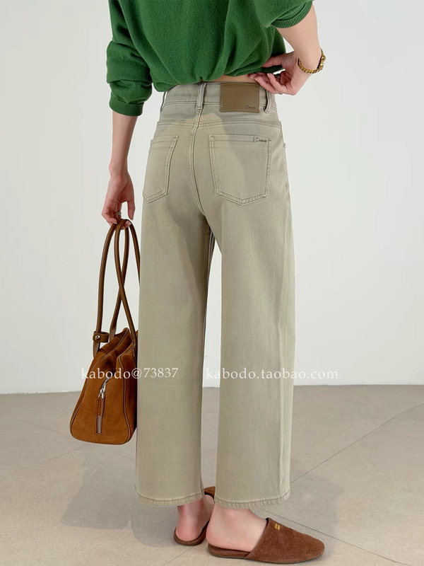 kabodo73837 women's wide-leg jeans, khaki high-waisted loose cropped grandma pants for autumn 2026 kabodo73837 women's wide-leg jeans, khaki high-waisted loose cropped grandma pants for autumn 2026