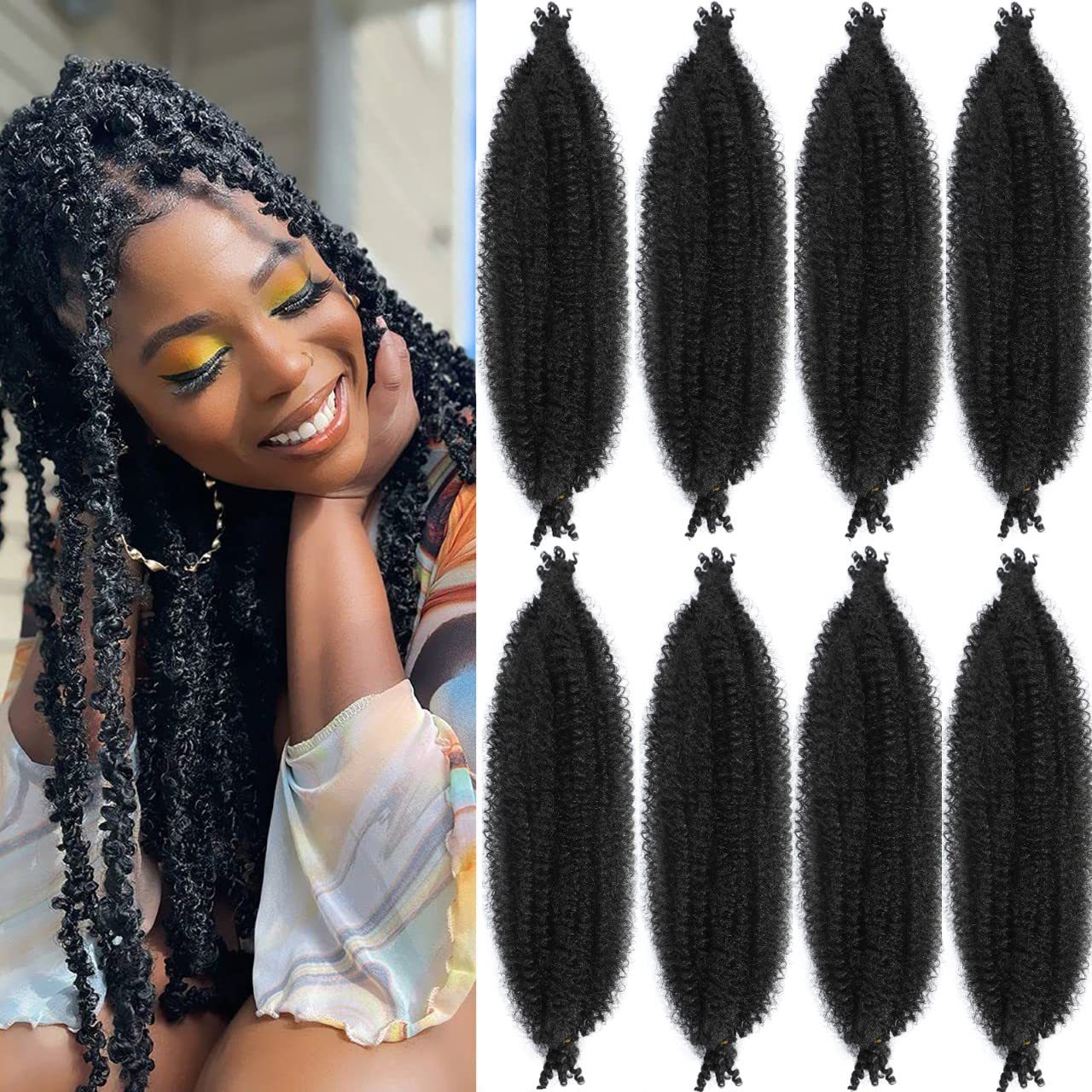24 pulgadas Afro rizado Marley trenza cabello fibra química crochet pelo rallado oruga