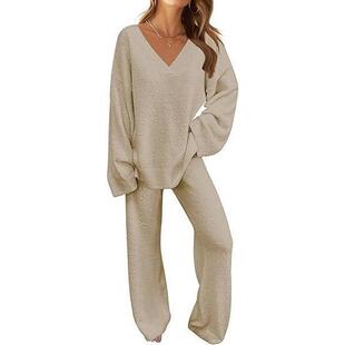 A 15802 Solid Color Women's Long Sleeve Pants Set ��ɫ�L����