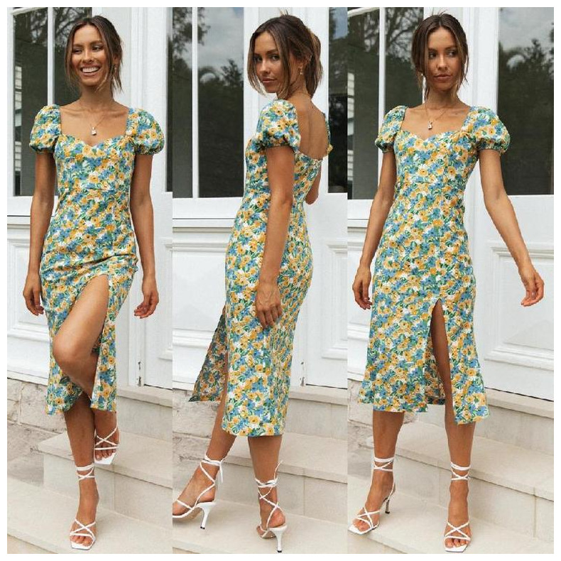 short-sleeved digital irregular dress Nihaostyles wholesale clothing vendor NSJRM72214