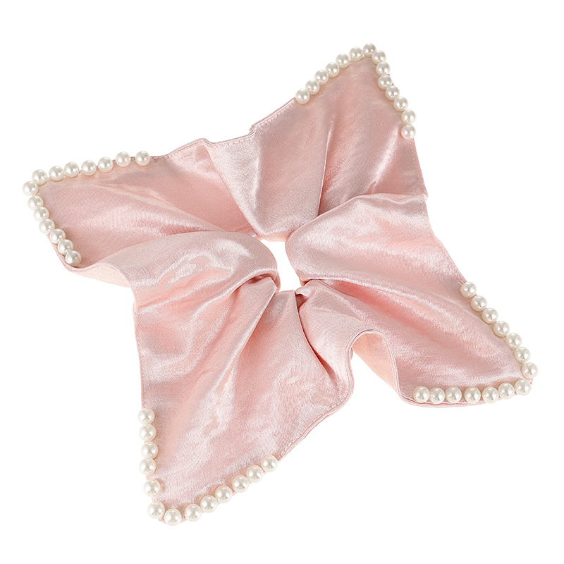 Toalla cuadrada blanca de satén retro francés, lazo para el cabello de intestino grueso, accesorios para el cabello de alta calidad para mujer, cuerda para la cabeza grande cuadrada 2025 nuevo