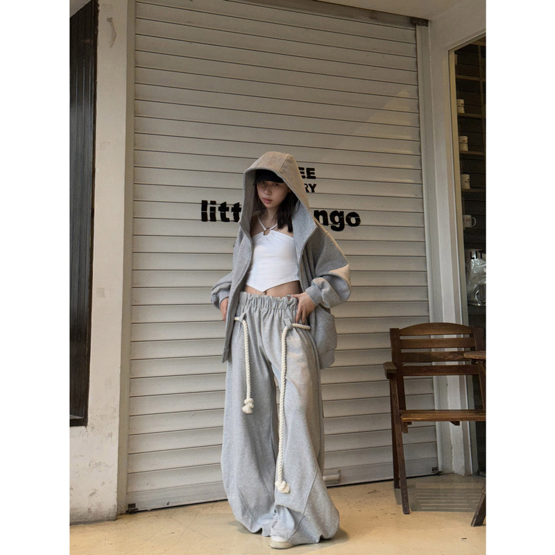 2470# 美式宽松廓型感连帽卫衣空气感oversize慵懒休闲百搭外套|undefined