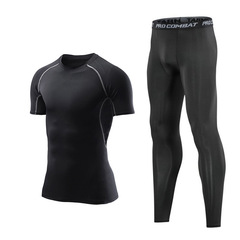 Men's Gym Running Set Exercise Suit Tight Training Morning Run Quick Dry Basketball Fitness Clothes Wholesale Customization