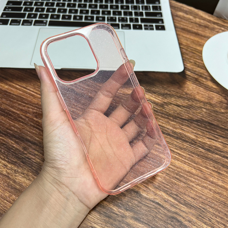 适用苹果17ProMax手机壳15简约14透明大孔12闪粉壳iphone16保护套|undefined