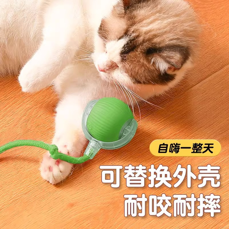 auriculares verdes juguetes de bolas de gato, bolas de salto de cola de ratón, gatos domésticos, mascotas interactivas, juguetes para gatos image 5