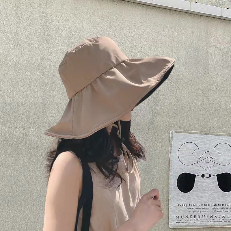 日版黒ゴム日焼け止め帽子子供夏折り畳み可能大つば日よけ漁師帽子紫外線防止uv太陽帽子|undefined