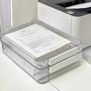 Desktop test paper storage box finishing box transparent plastic account book junior high school graduation certificate a4 file