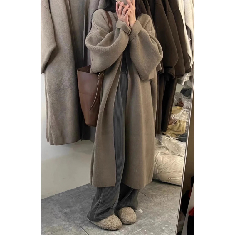 中长款毛衣开衫外套女春秋慵懒风高级感显瘦过膝宽松加厚针织大衣|undefined